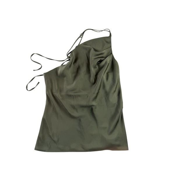 NWT Anthropologie Women's Asymmetric Halter Top Olive Green Size L - Picture 5 of 9